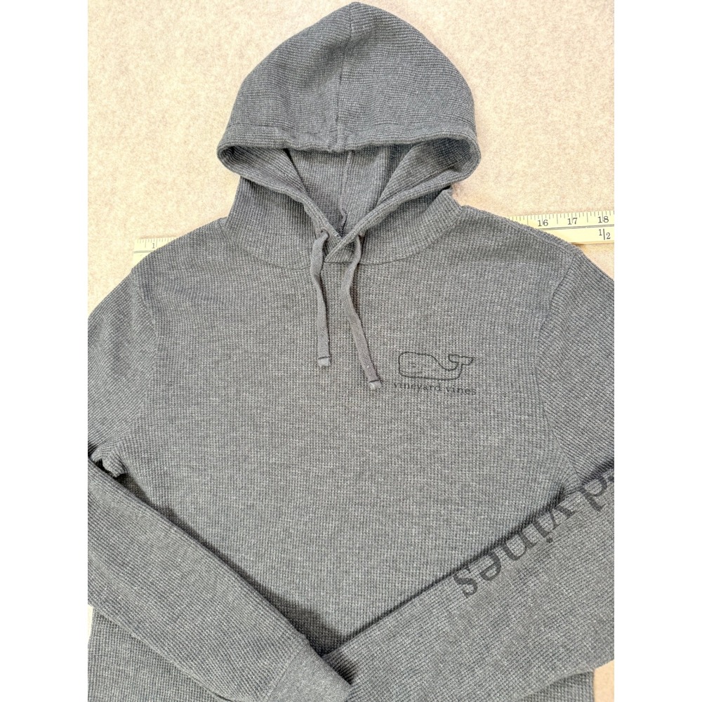 Vineyard Vines Womens XS Gray Waffle Knit Pullover Hoodie Whale Logo Graphic